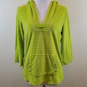 J. Crew Lime Striped Terry Cloth Hoodie